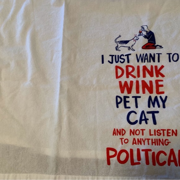 Kitchen Tea Towel Cat and Wine - Picture 2 of 3